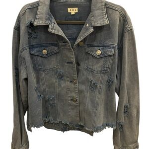 POL Distressed Denim Jacket sz L BNWOT